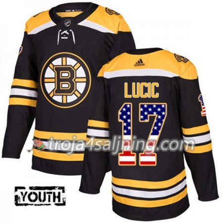 Boston Bruins tröja Milan Lucic 17 Adidas 2017-2018 Svart USA Flag Fashion Authentic - NHL Tröjor Barn